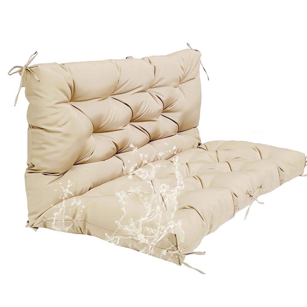 2–3-Seater Outdoor Porch Swing Cushion Waterproof Bench Cushion with Back