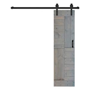 S Series 24 in. x 84 in. French Gray Finished DIY Solid Wood Sliding Barn Door with Hardware Kit