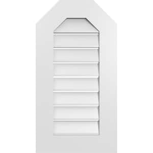 16 in. x 30 in. Octagonal Top Surface Mount PVC Gable Vent: Functional with Standard Frame