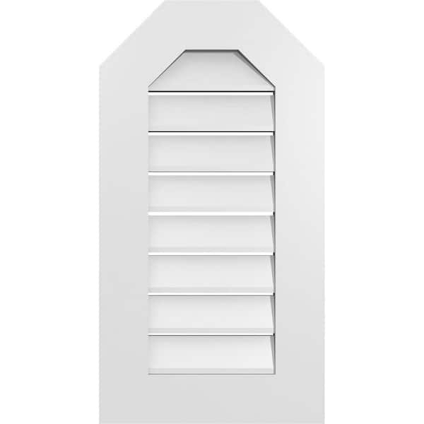 Ekena Millwork 16 in. x 30 in. Octagonal Top Surface Mount PVC Gable Vent: Functional with Standard Frame