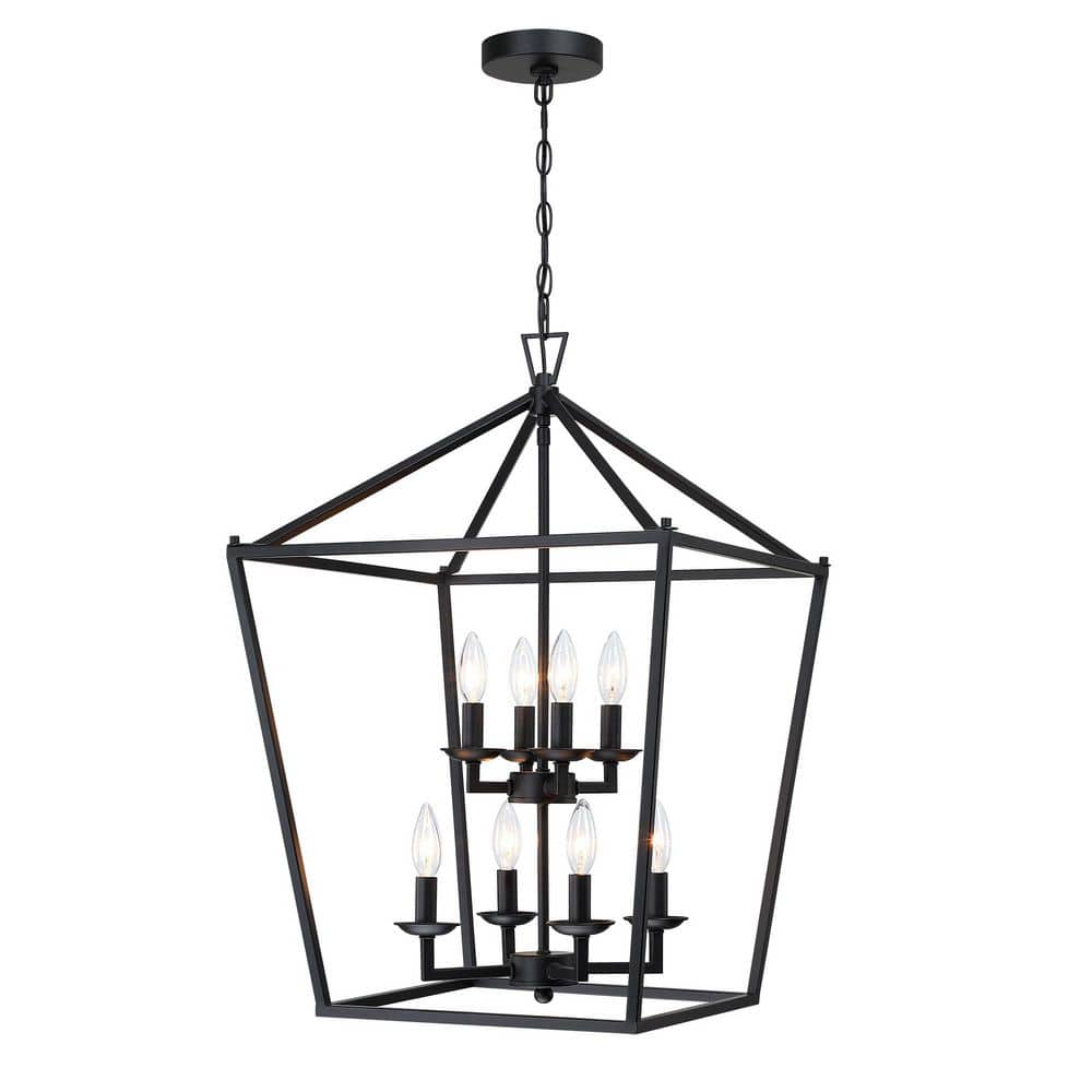 Alfa 19 in. 8-Light Matte Black Finish Geometric Cage Lantern Pendant Light price history on PriceWatchPro
