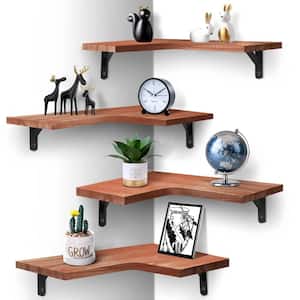 0.6 in. W x 16 in. D Red Wall Mounted Wood Shelves Composite Decorative Wall Shelf (Set of 4)