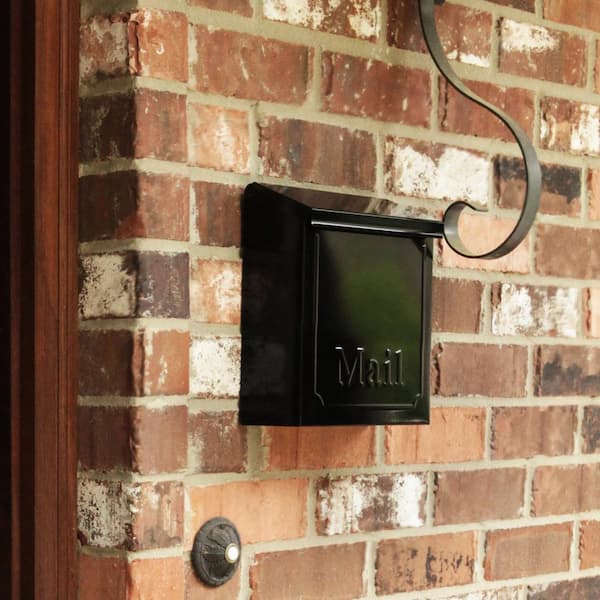 Townhouse Black, Medium, Galvanized Steel, Locking, Vertical, Wall Mount Mailbox