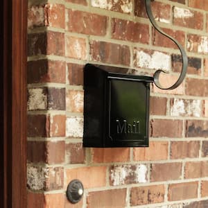 Townhouse Black, Small, Steel, Locking, Vertical, Wall Mount Mailbox