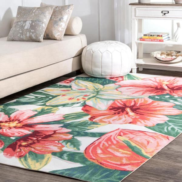 Sabrina Contemporary Floral Multicolor 4 ft. x 6 ft. Indoor/Outdoor Area Rug