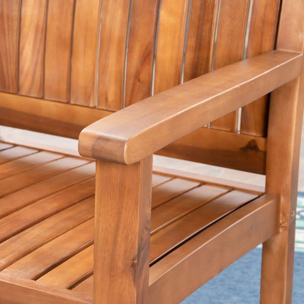 Caroline Teak Acacia Wood Outdoor Dining Chairs, Set of 2