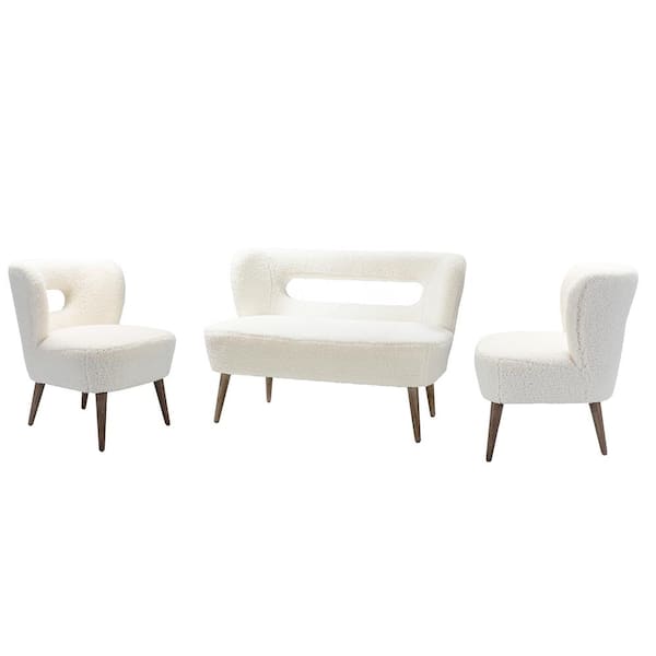 JAYDEN CREATION Irvington 3-Piece Ivory Living Room Set