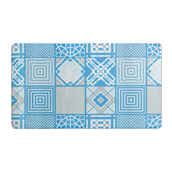 ALLINHOMIE Moroccan Tiles Blue 17 in. x 30 in. Comfort Anti-Fatigue Kitchen Mat