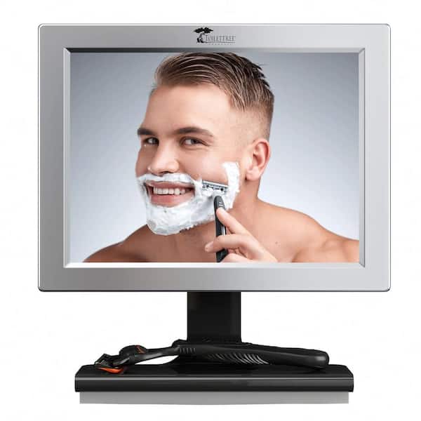 6.5 in. x 8.5 in. Modern Rectangle Framed Fogless Shower Mirror Silver with Squeegee