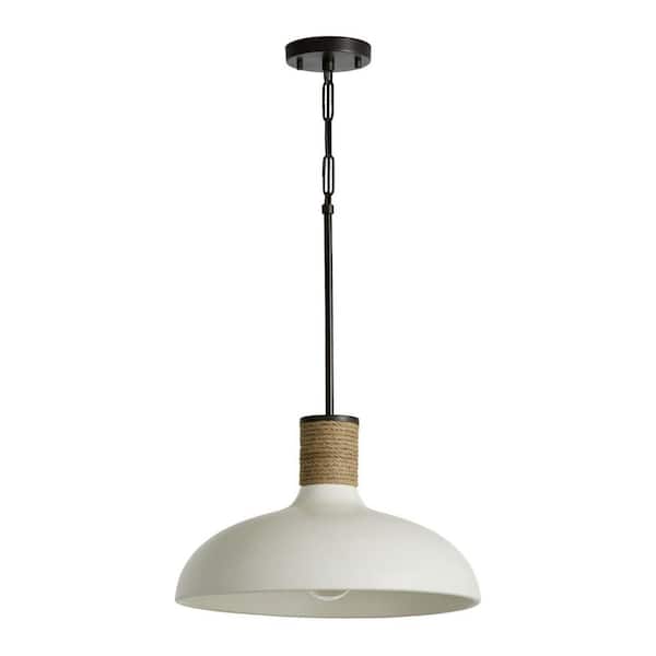 Destin 60-Watt 1-Light Pewter Cloche Bell Pendant Light with Soft White Ceramic Shade and No Bulbs Included