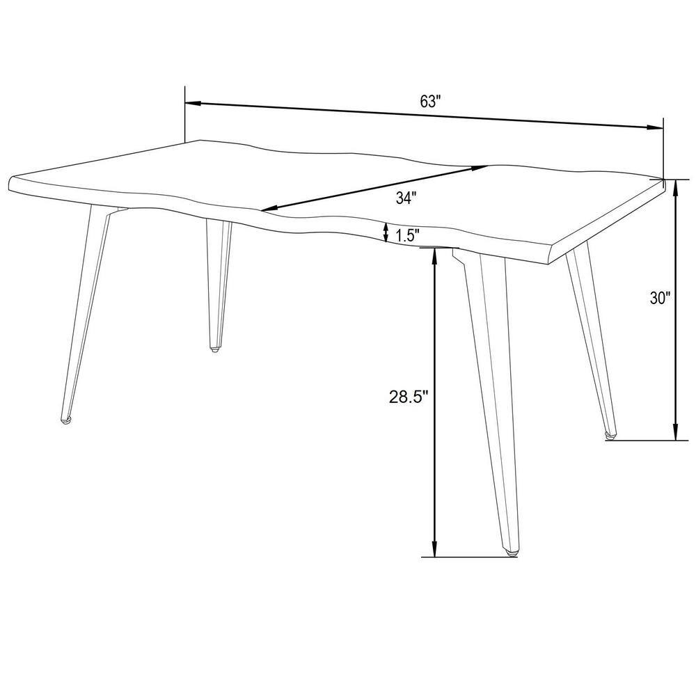 Sunbleached Grey Wood Rectangular Dining Table with Black Metal Legs