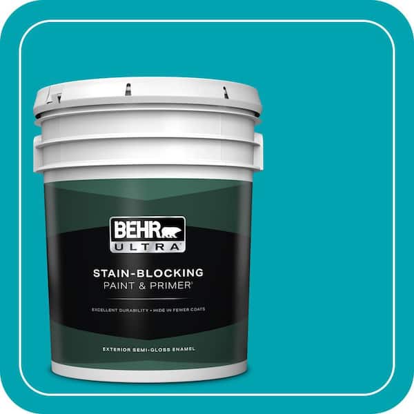 BEHR ULTRA 5 gal. #510B-6 Blue Jewel Semi-Gloss Enamel Exterior Paint & Primer