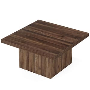 Allan 35 in. Brown Square Wood Coffee Table with All Wooden Design