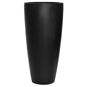 Extra-Large 39.4 in. Tall Black Dax Fiberstone Indoor Outdoor Modern Round Tall Planter