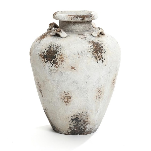 LuxenHome 16.14 in. H Rustic Ceramic Round Vase