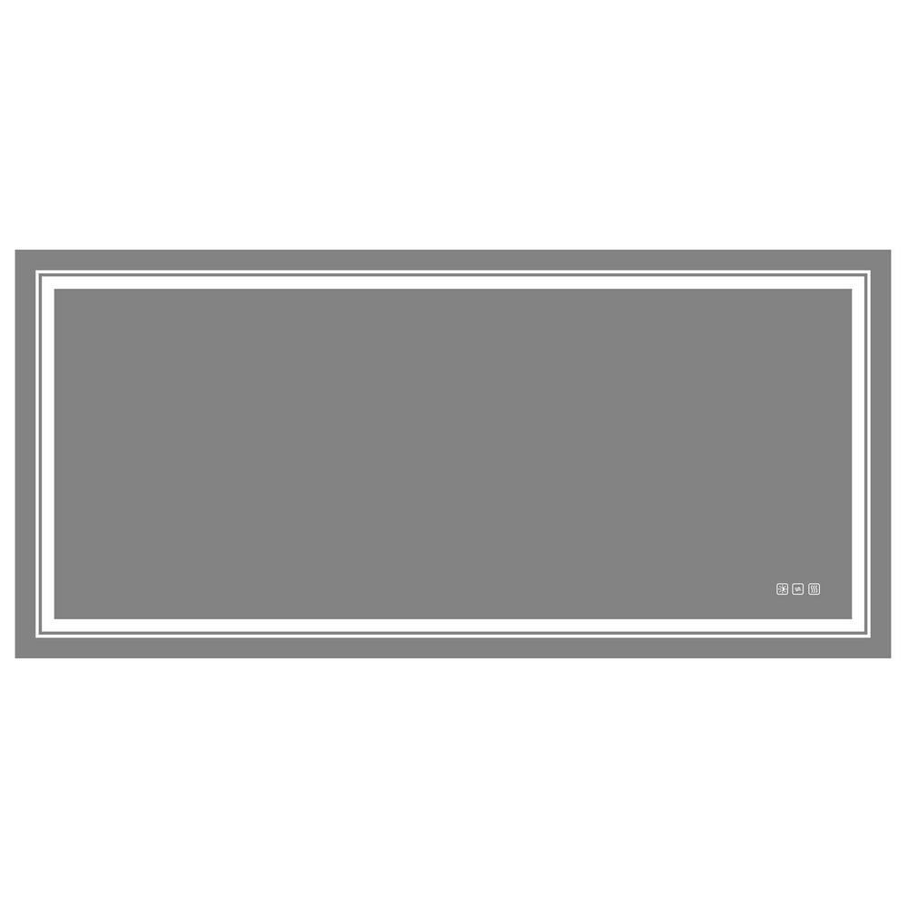 Silver 60 in. W x 28 in. Modern Rectangular Metal Wall Mirror, Bathroom Van