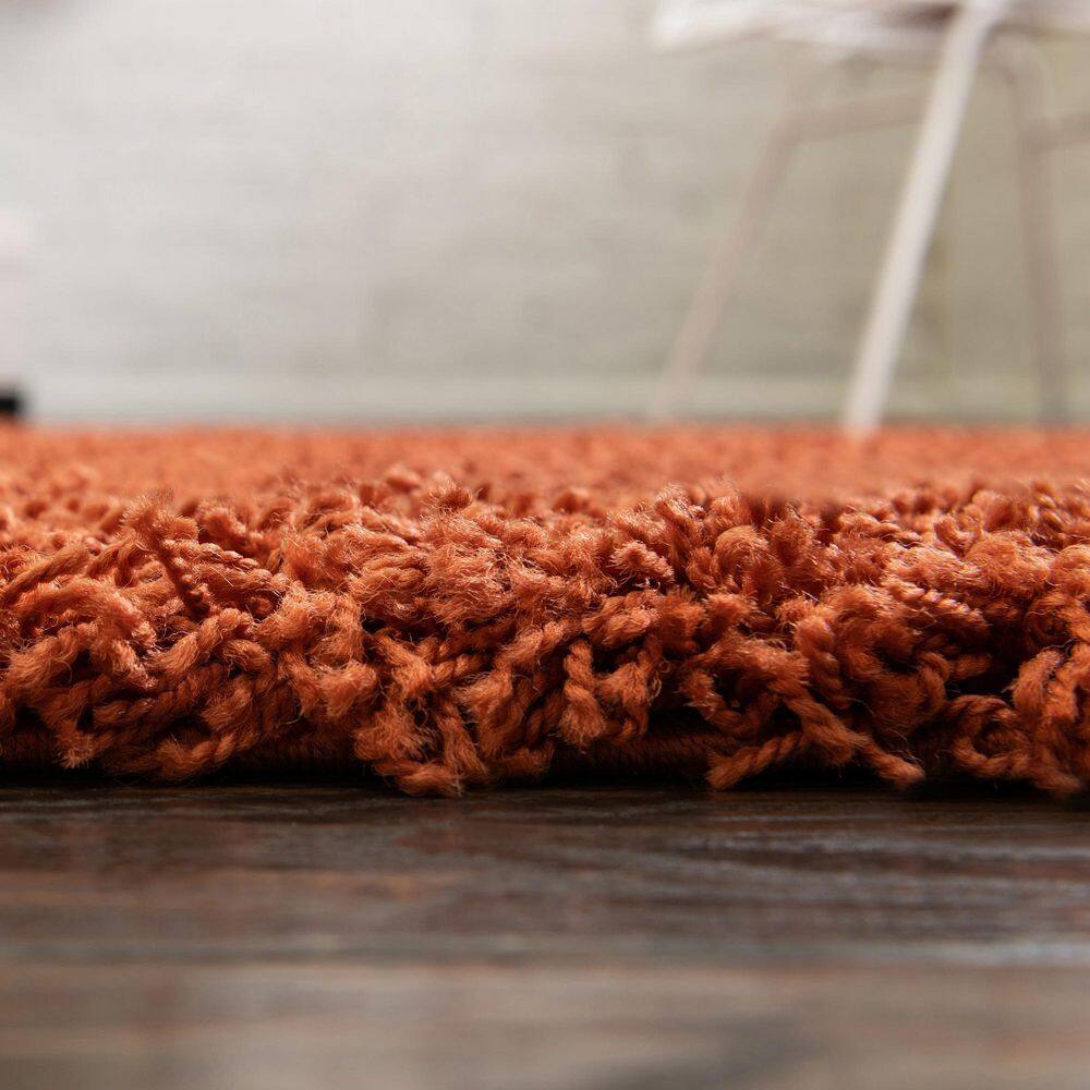 4' x 6' Blue Solid Shag Synthetic Washable Rug
