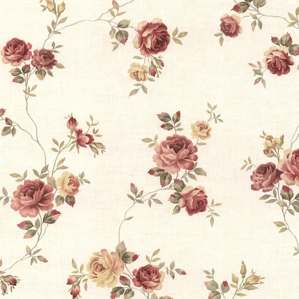 Rose Trail Vinyl Roll Wallpaper (Covers 56 sq. ft.)