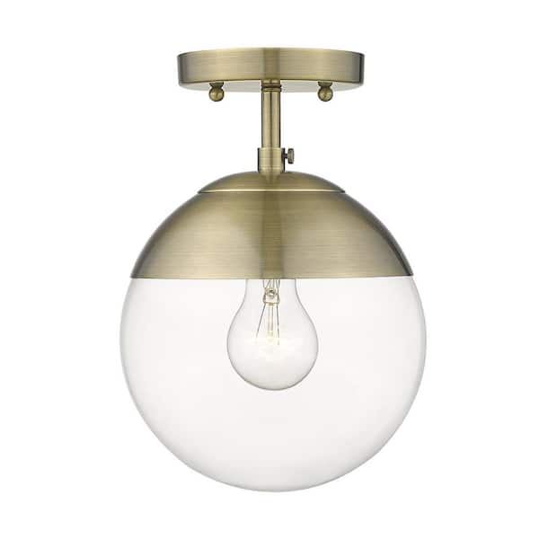 Golden Lighting Dixon 10.5 in. 1-Light Aged Brass Semi-Flush Mount