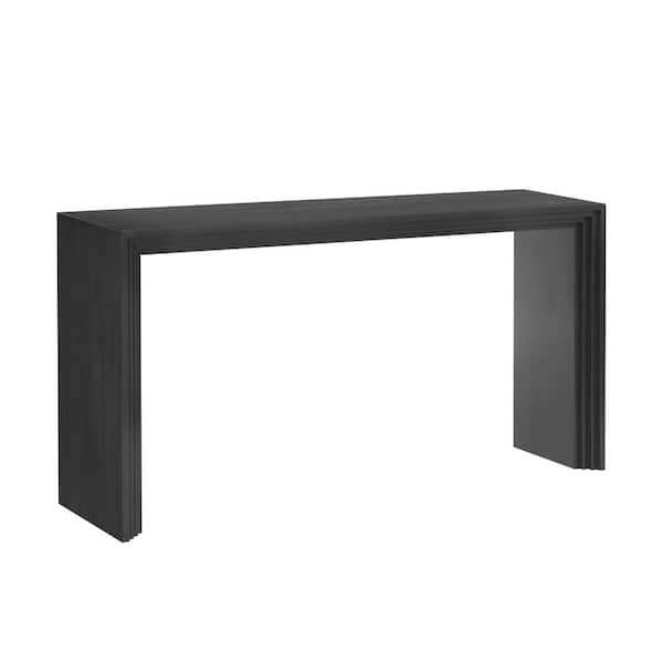 Polibi 59.2 in. Black Rectangle Wood Console Table