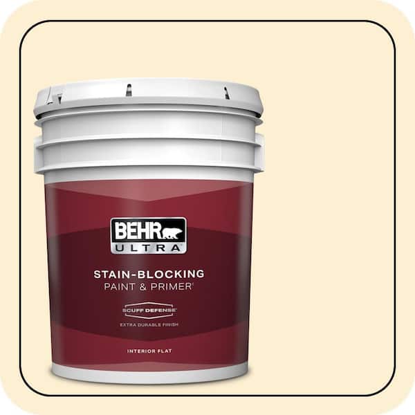 BEHR ULTRA 5 gal. #YL-W03 Honied White Extra-Durable Flat Interior Paint & Primer