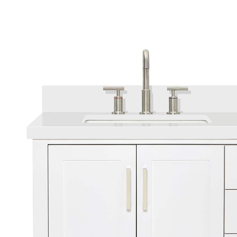 Magnolia 73" White Quartz Double Sink Freestanding Vanity