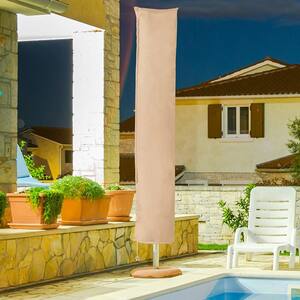 11ft. Beige Parasol Offset Cantilever Umbrella Cover Zipper Fiberglass Rod Outdoor