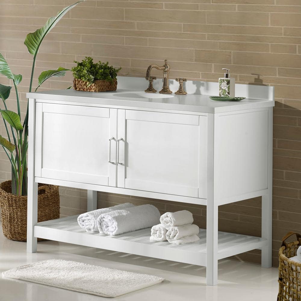Bennet 48" White Pine Wood Freestanding Vanity Cabinet