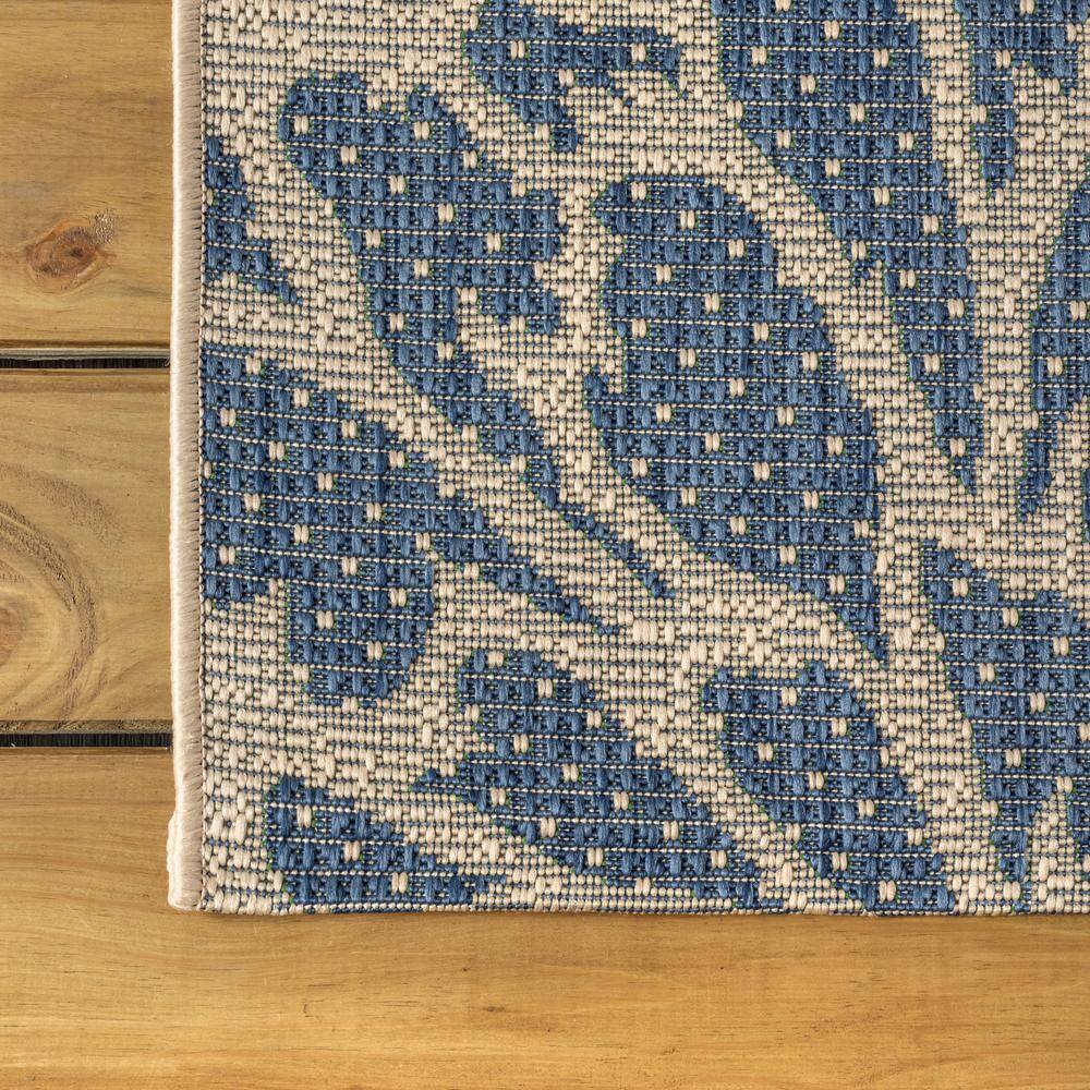 Navy and Green Floral Synthetic Square Area Rug