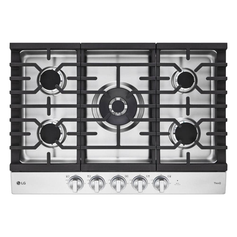 LG 30 in. Smart Gas Cooktop in Stainless Steel with 5 Burners, Silver