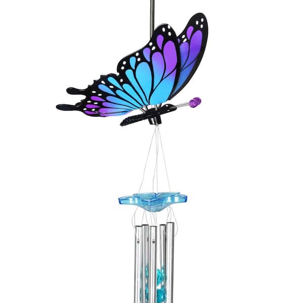 Exhart 7 in. WindyWing Butterfly Blue Purple Ombre Plastic Wind Chimes