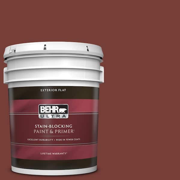 BEHR ULTRA 5 gal. #BXC-76 Florence Red Flat Exterior Paint & Primer