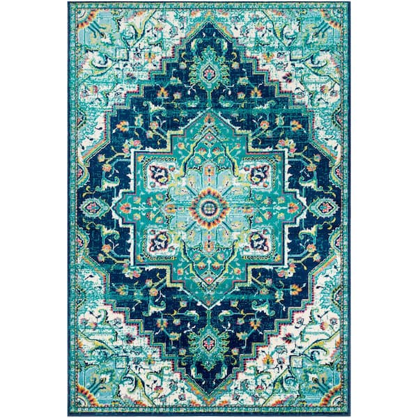 Livabliss Sora Teal 6 ft. 7 in. x 9 ft. 6 in. Oriental Area Rug