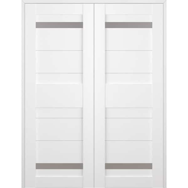 Belldinni Imma 56 in. x 80 in. Both Active 2-Lite Frosted Glass Bianco ...