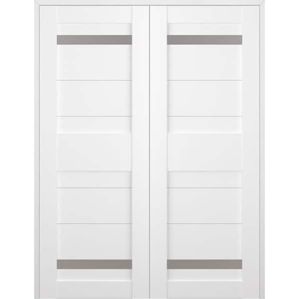 Belldinni Imma 64 in. x 80 in. Both Active 2-Lite Frosted Glass Bianco ...