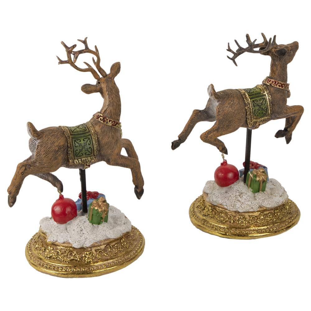 Gold Glittered Reindeer Christmas Stocking Holders Set of 2