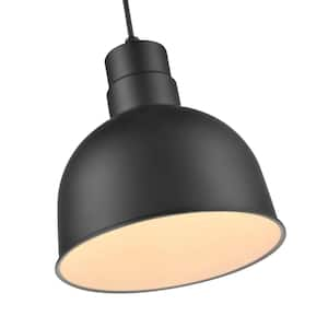 R Series 10 in. 1-Light Integrated LED Satin Black Hardwired Pendant (1-Pack)