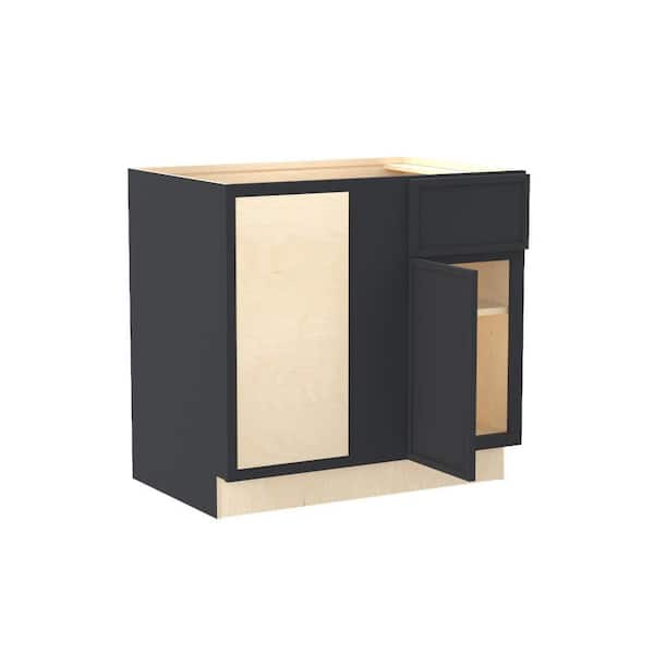 Franklin 36 in. W x 24 in. D x 34.5 in. H Assembled Plywood Base Blind Corner Kitchen Cabinet in Valiant Onyx Soft Close