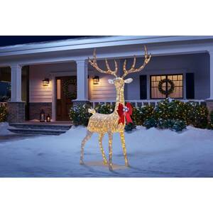 8.5 ft Warm White LED Giant Buck with Bow Holiday Yard Decoration