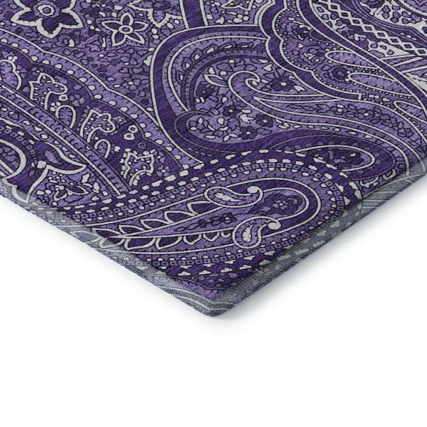Mayfield Premium Machine Washable Indoor/Outdoor Geometric AMF623 Purple 8 ft. x 10 ft. Area Rug