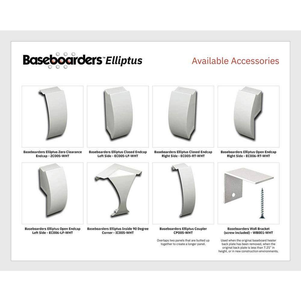 Elliptus White Galvanized Steel Slip-On Baseboard Heater Cover Set