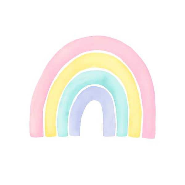 Unbranded Pink Large Watercolor Rainbow Peel and Stick Vinyl Wall Sticker