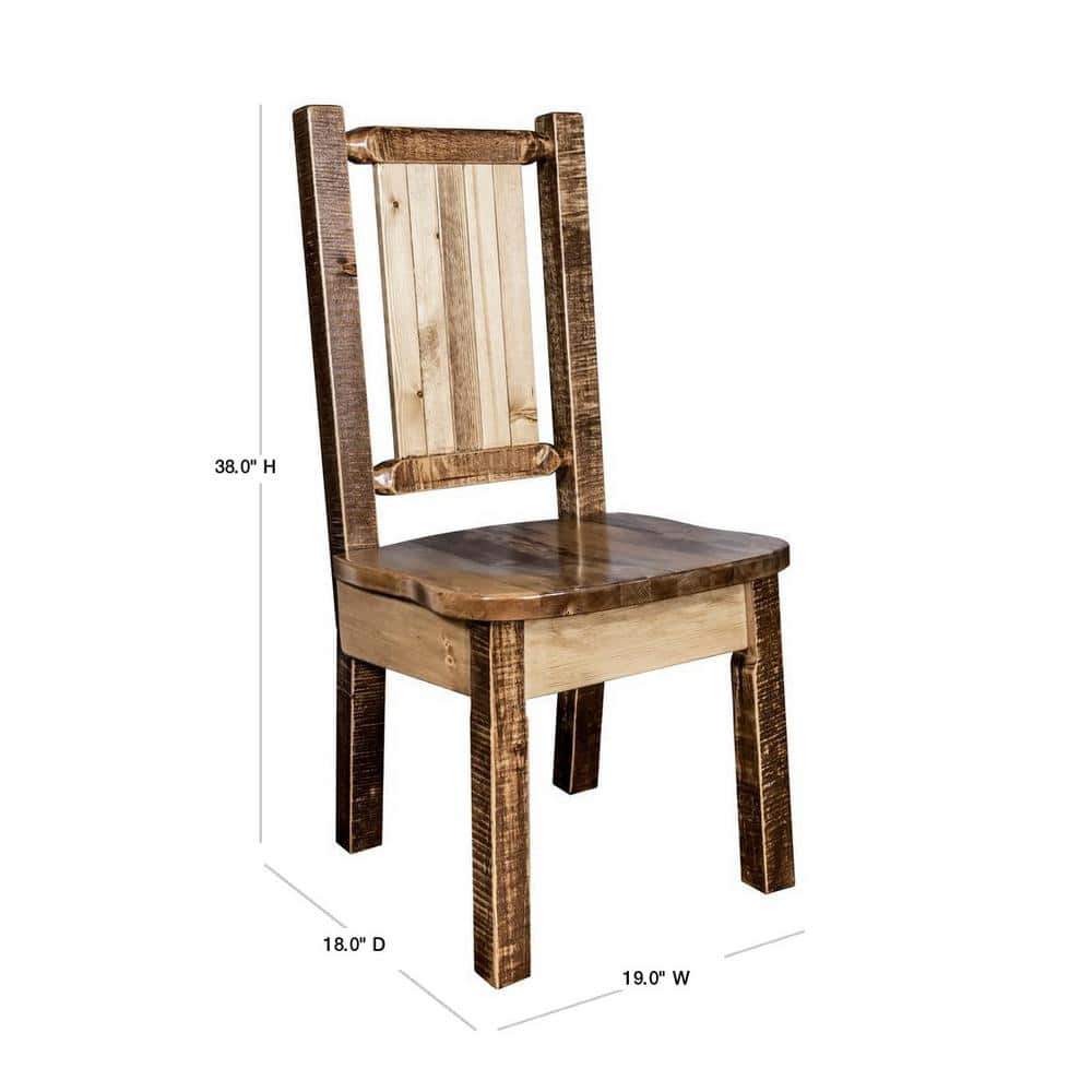 Early American High Back Wood Side Chair with Moose Motif