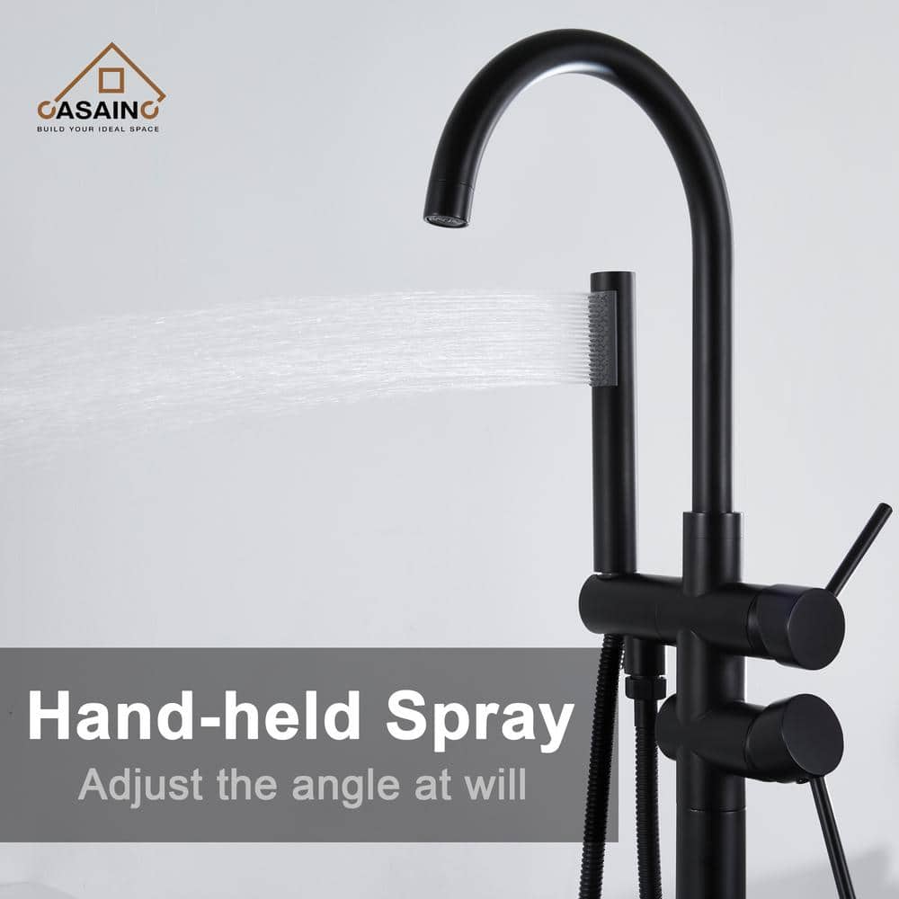 Matte Black Freestanding Tub Faucet with Hand Shower