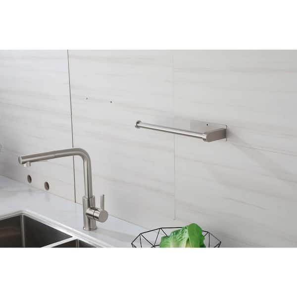 Paper Towel Holder Under Cabinet - Both Available in Adhesive and Drilling,  Black Paper Towel Holder Wall Mount, Upgraded Aluminum Paper Towel Rack