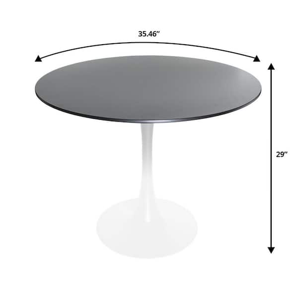 Leisuremod 5-Piece Dining Set 35 in. Round MDF Wood Dining Table with 4-ABS Plastic Side Chairs Chrome Base in Clear