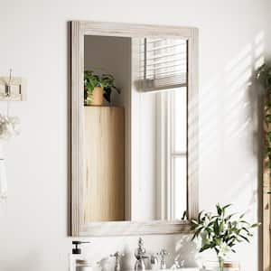 24 in. W x 36 in. H Rectangular Wooden Pale Taupe Framed Wall Vanity Mirror Bathroom Mirror