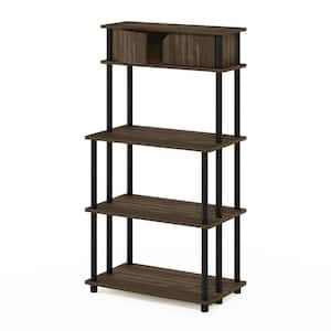 Turn-N-Tube 51 in. Tall Columbia Walnut/Black Wood 5-Shelf Etagere Bookcase