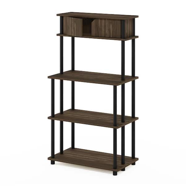 Turn-N-Tube 51 in. Tall Columbia Walnut/Black Wood 5-Shelf Etagere Bookcase