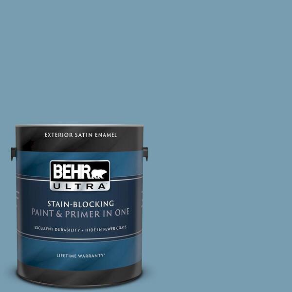 BEHR ULTRA 1 gal. #UL230-17 Blue Cascade Satin Enamel Exterior Paint and Primer in One